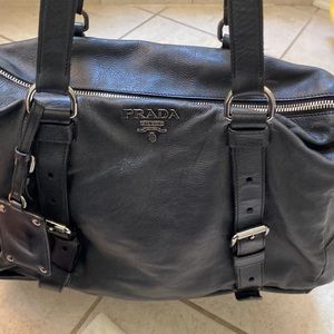 Prada purse in gunmetal color All leather